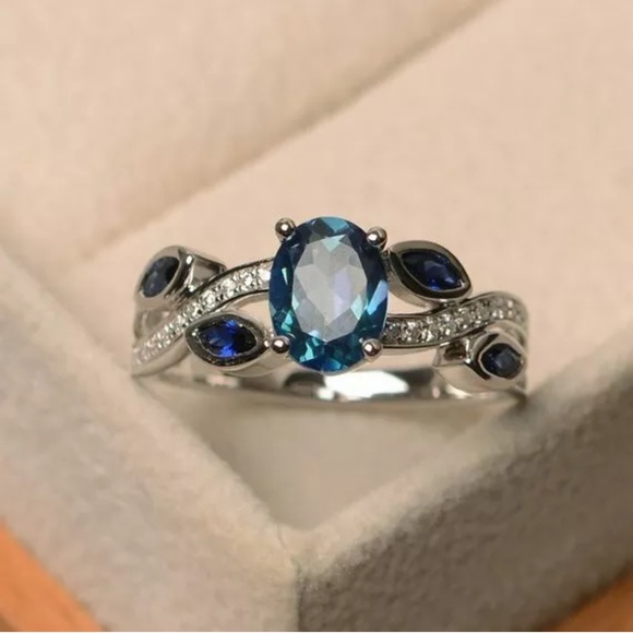 Jewelry - 925 Silver Wedding Ring Aquamarine Ring